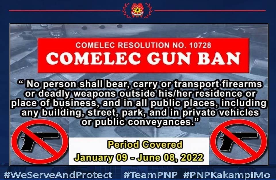 INFOGRAPHICS on Gun Ban Exemption for the 2022 National and Local Elections

#PNPKakampiMo
#WeServeAndProtect
#TeamPNP